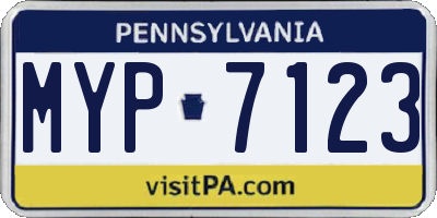 PA license plate MYP7123