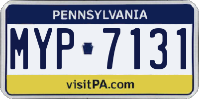 PA license plate MYP7131