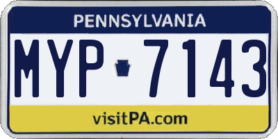 PA license plate MYP7143