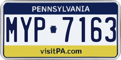 PA license plate MYP7163