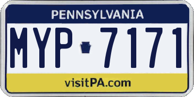 PA license plate MYP7171