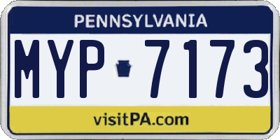 PA license plate MYP7173