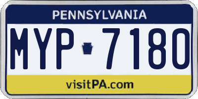 PA license plate MYP7180