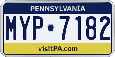 PA license plate MYP7182