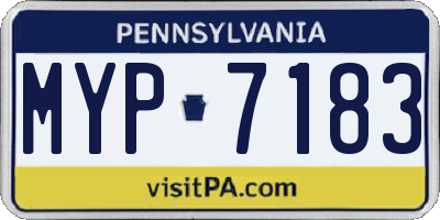 PA license plate MYP7183