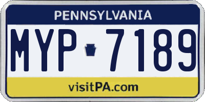PA license plate MYP7189