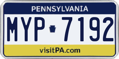 PA license plate MYP7192
