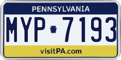 PA license plate MYP7193