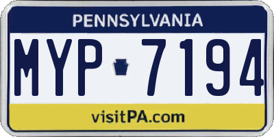 PA license plate MYP7194