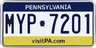 PA license plate MYP7201