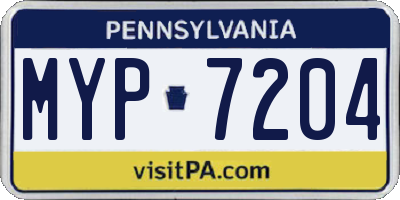 PA license plate MYP7204