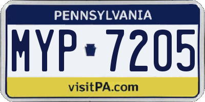 PA license plate MYP7205
