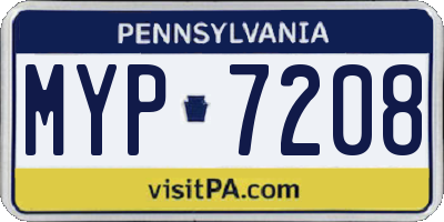 PA license plate MYP7208