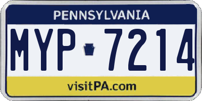 PA license plate MYP7214