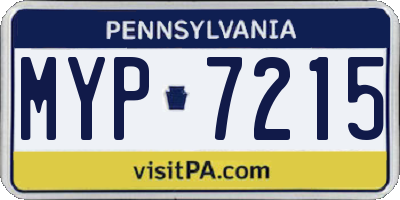 PA license plate MYP7215