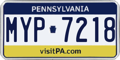 PA license plate MYP7218