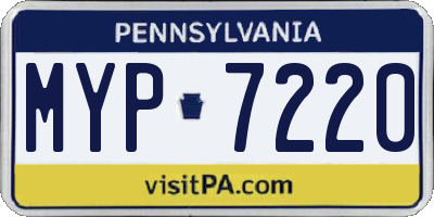 PA license plate MYP7220