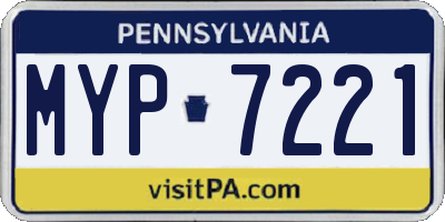PA license plate MYP7221