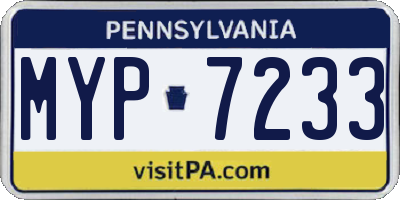 PA license plate MYP7233