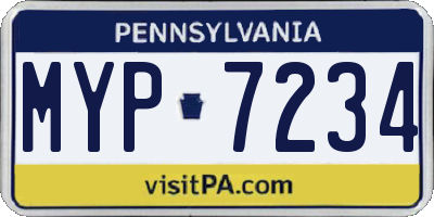 PA license plate MYP7234