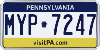 PA license plate MYP7247