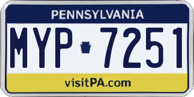 PA license plate MYP7251