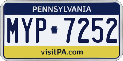 PA license plate MYP7252