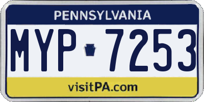 PA license plate MYP7253