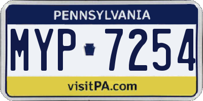 PA license plate MYP7254