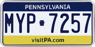 PA license plate MYP7257