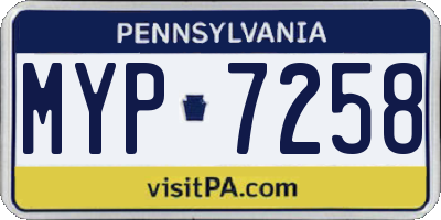 PA license plate MYP7258