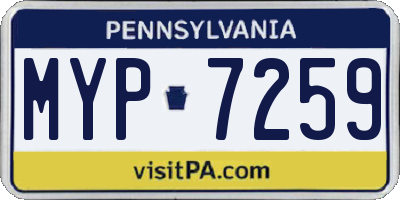 PA license plate MYP7259