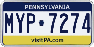 PA license plate MYP7274