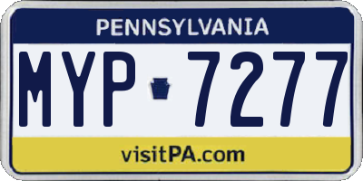PA license plate MYP7277