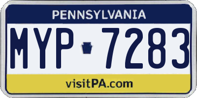 PA license plate MYP7283