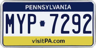 PA license plate MYP7292