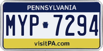 PA license plate MYP7294