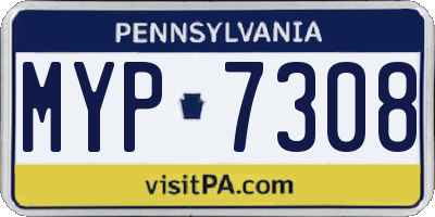 PA license plate MYP7308