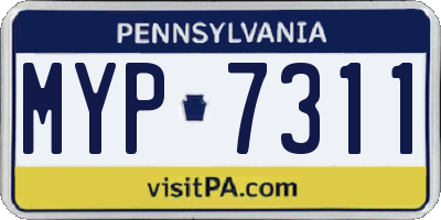 PA license plate MYP7311