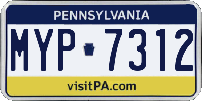 PA license plate MYP7312