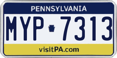 PA license plate MYP7313