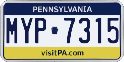 PA license plate MYP7315
