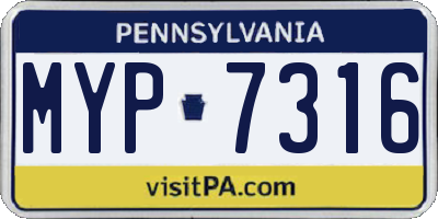 PA license plate MYP7316