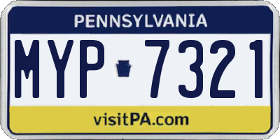 PA license plate MYP7321
