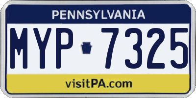 PA license plate MYP7325