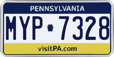 PA license plate MYP7328