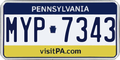 PA license plate MYP7343