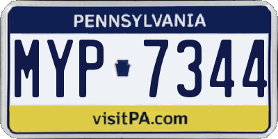 PA license plate MYP7344