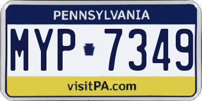 PA license plate MYP7349