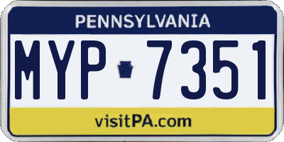 PA license plate MYP7351